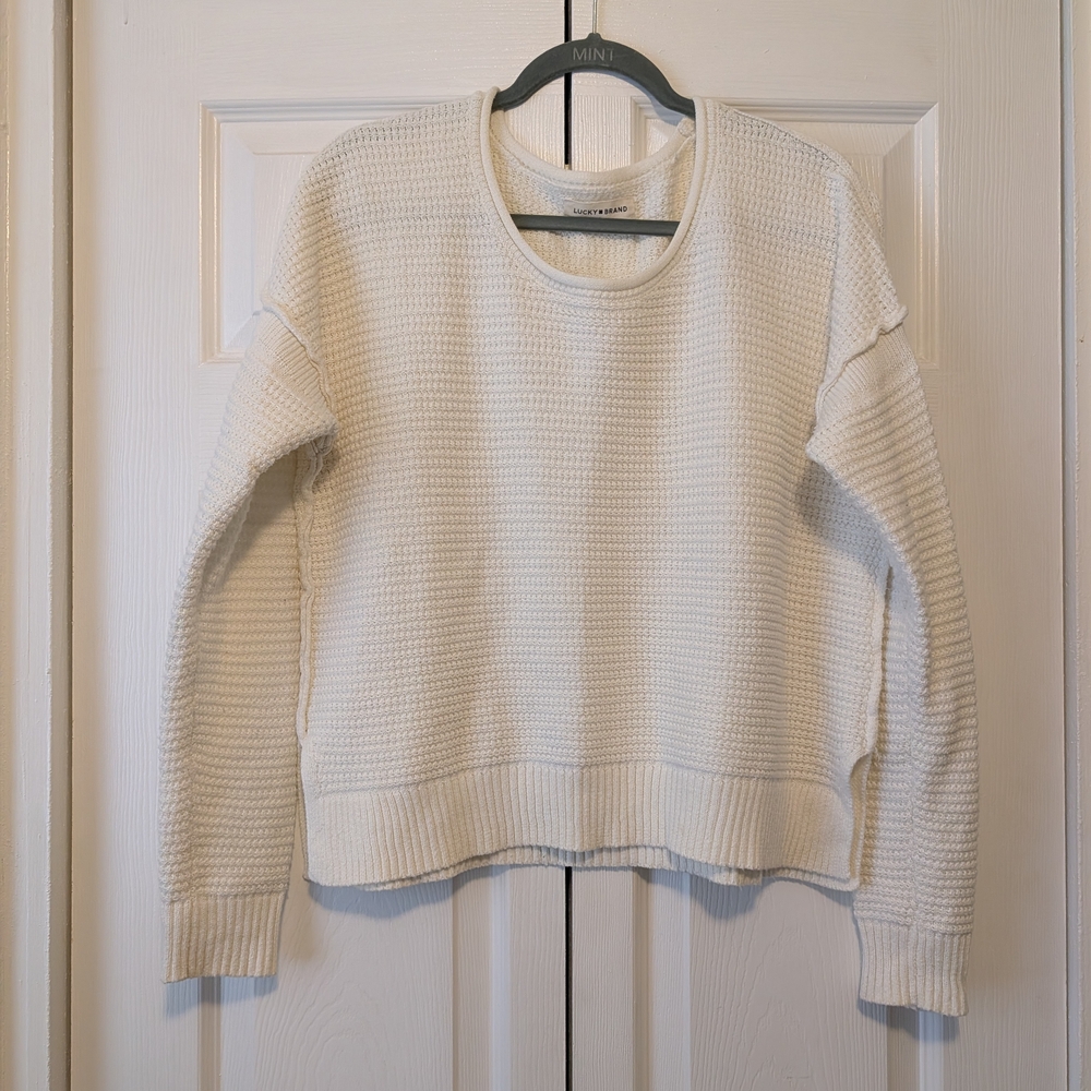 Lucky Brand Women's Off-White Crew Neck Sweater